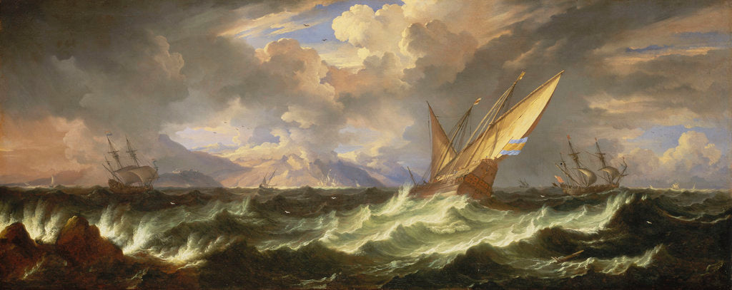 Detail of A fresh breeze in the Mediterranean by Pieter Mulier