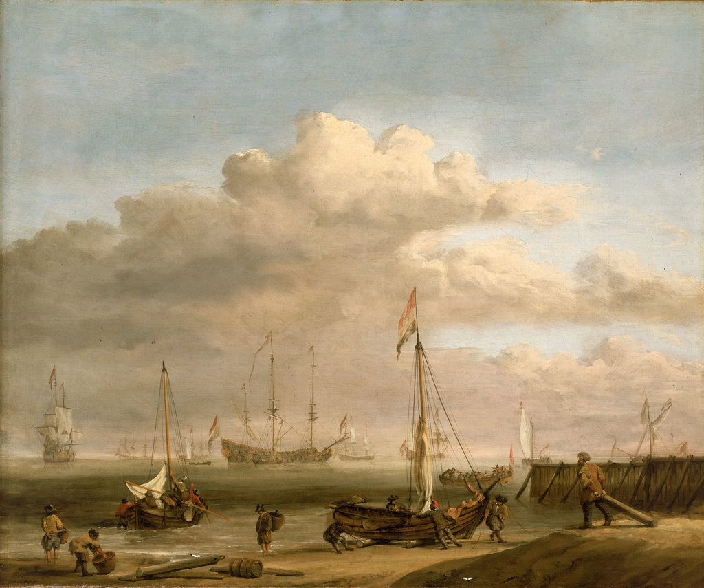Detail of Calm: the Dutch coast with a weyschuit by Willem Van de Velde the Younger