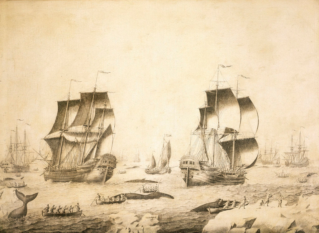 Detail of Whalers in the ice by Adriaen van Salm