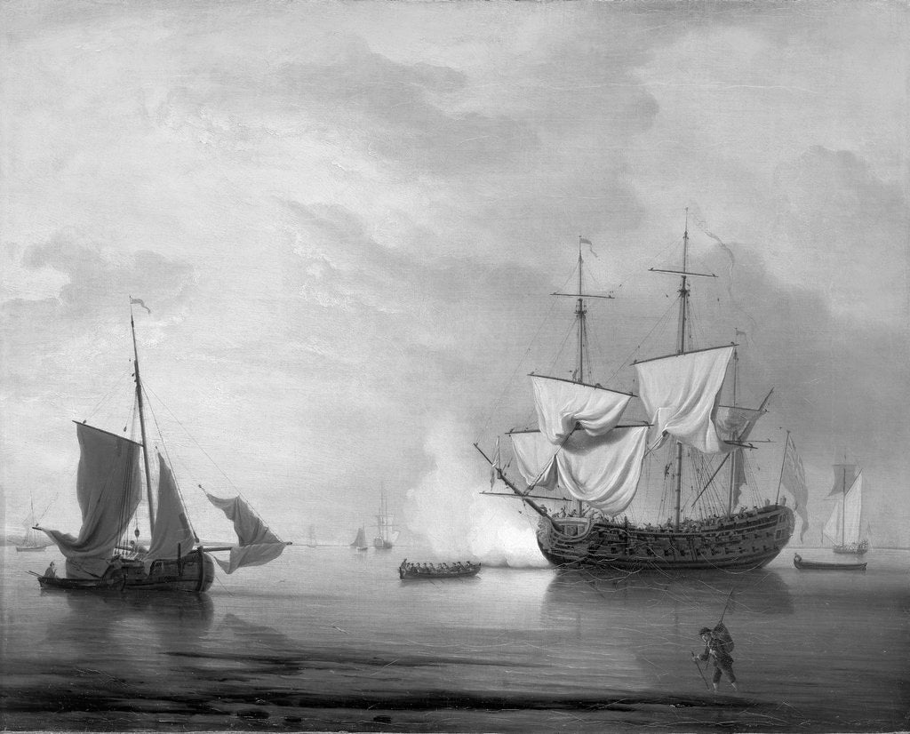 Detail of An English ship becalmed by Peter Monamy