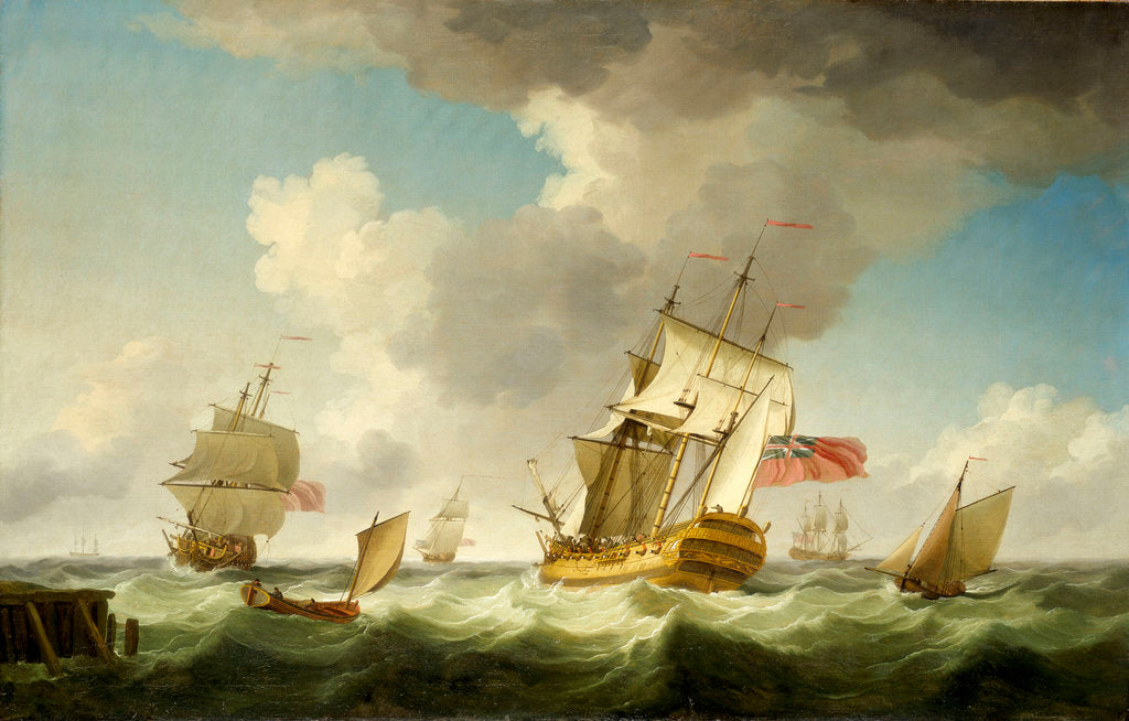 Detail of An East Indiaman in a fresh breeze by Charles Brooking