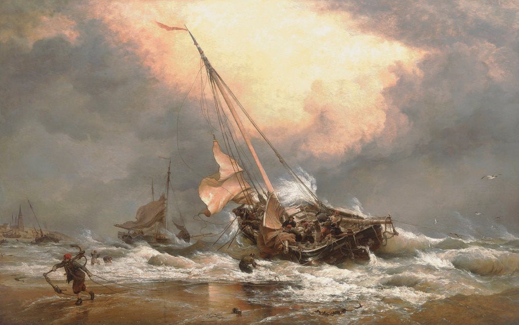 Detail of A North Sea breeze on the Dutch coast by Edward William Cooke