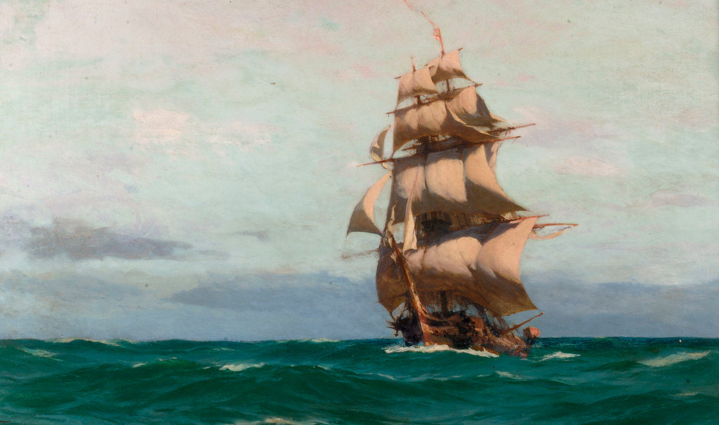 Detail of A frigate by John Fraser