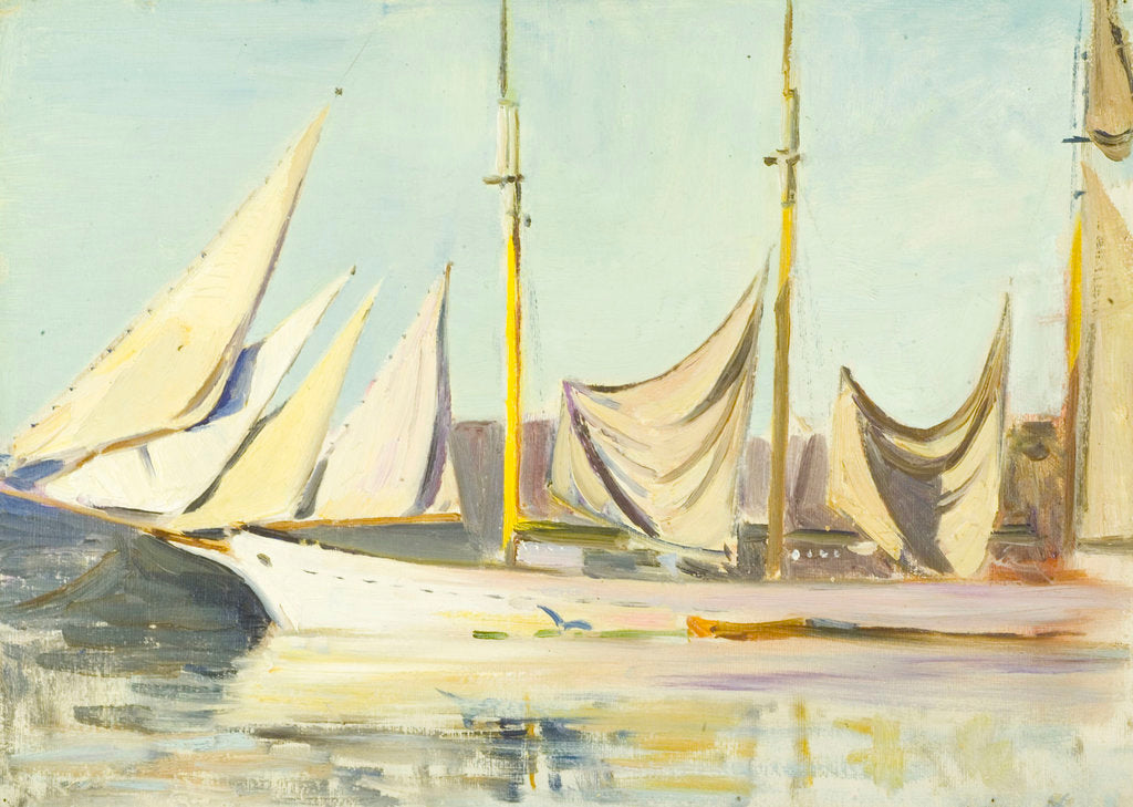 Detail of A three-masted schooner by John Everett