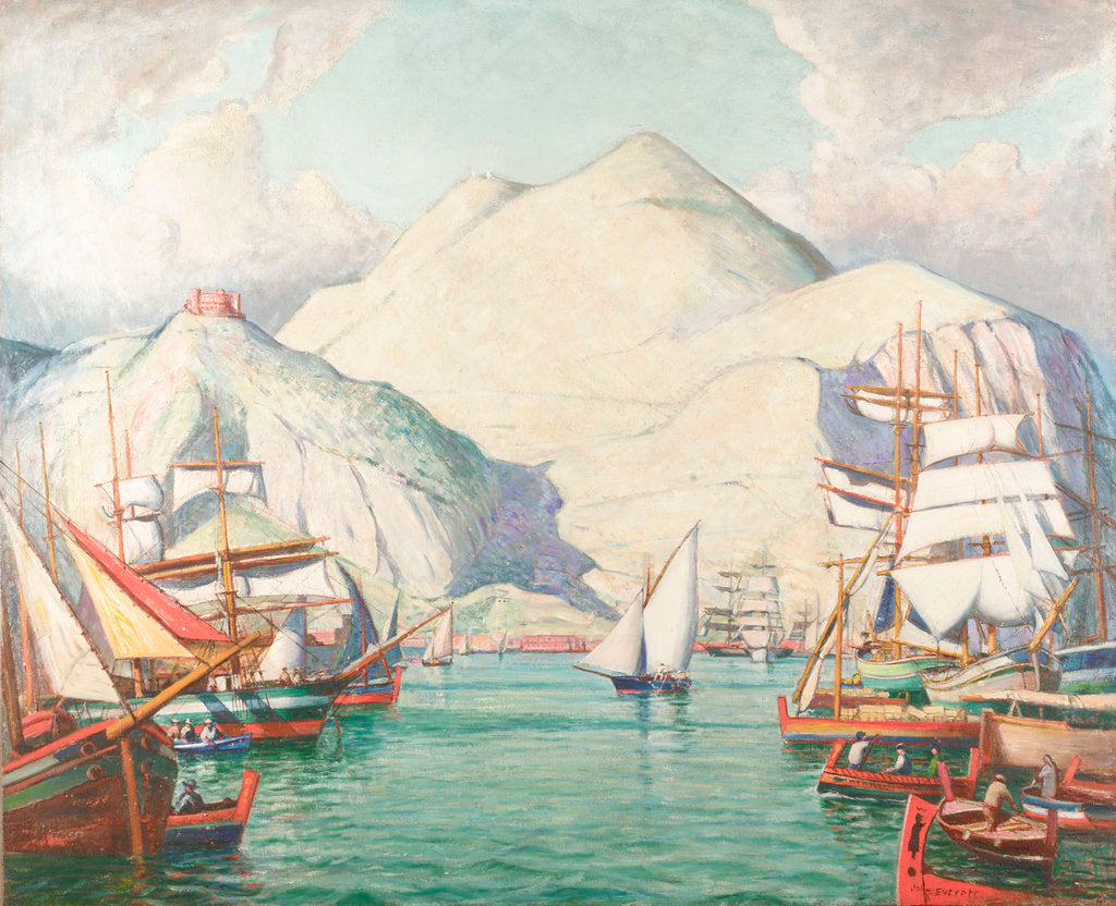Detail of Harbour scene by John Everett