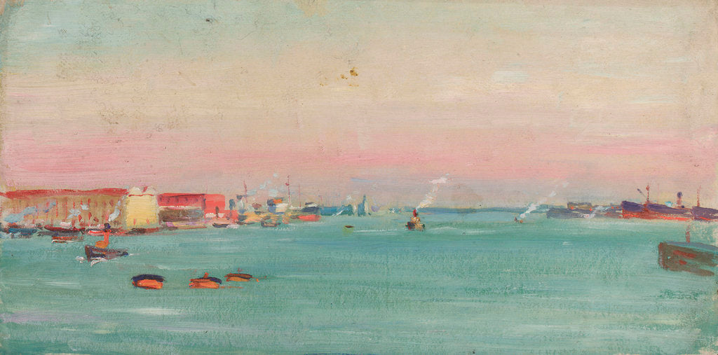Detail of Harbour scene by John Everett