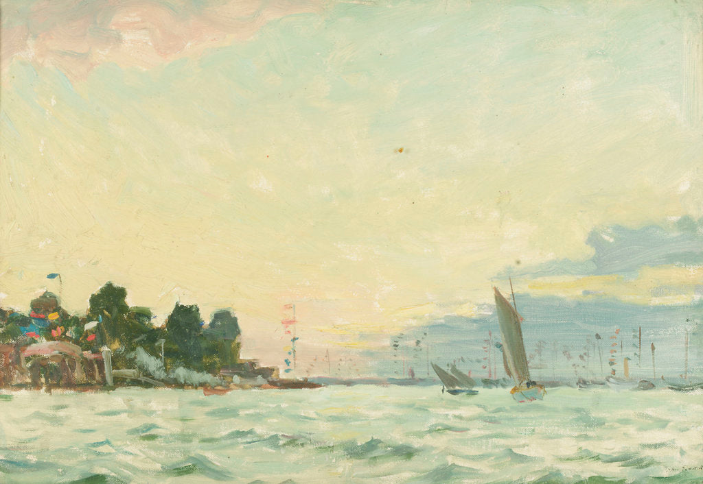 Detail of The Royal Yacht Squadron Club House at regatta time by John Everett