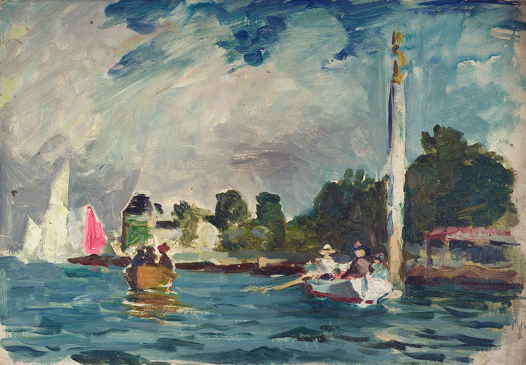 Detail of The Royal Yacht Squadron Club House, Cowes, at regatta time by John Everett