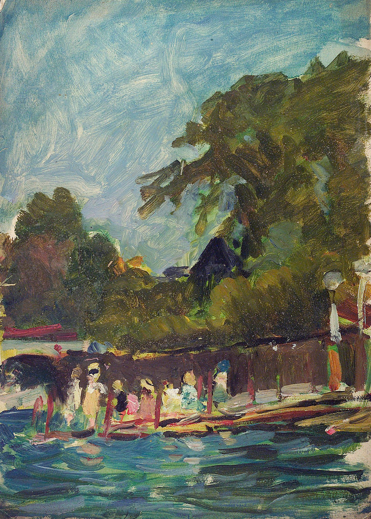 Detail of The Royal Yacht Squadron Club House, Cowes, at regatta time by John Everett