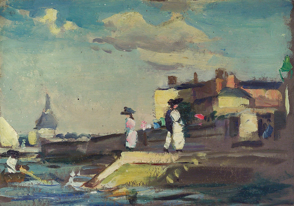Detail of The Royal Yacht Squadron Club House, Cowes, at regatta time by John Everett