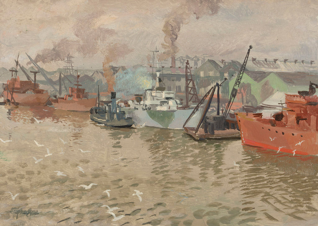 Detail of A corvette ready for sea by Stephen Bone
