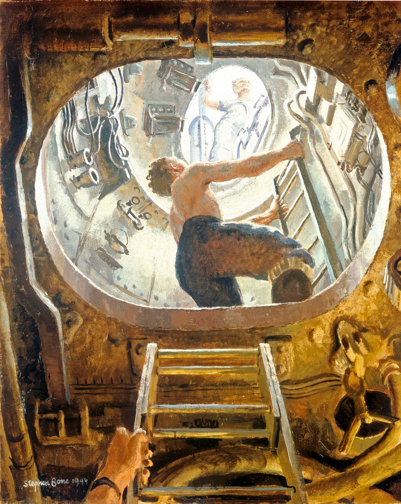 Detail of On board an S-class submarine: Up the conning tower by Stephen Bone