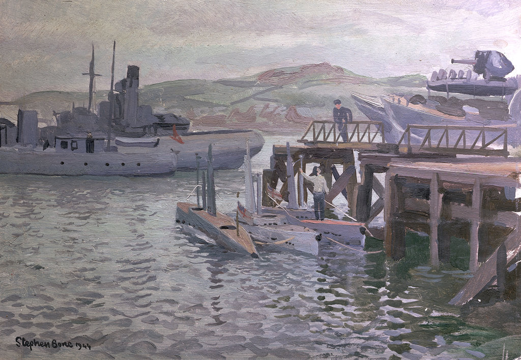 Detail of Midget submarines at Campbeltown by Stephen Bone