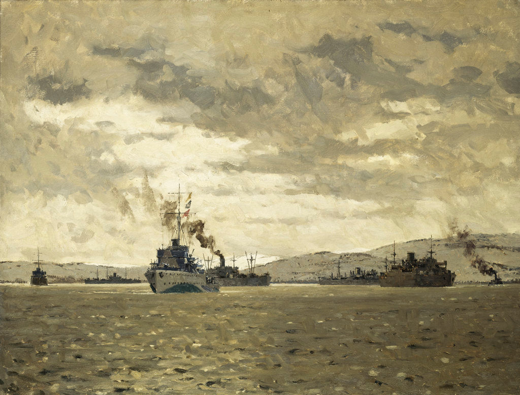 Detail of Convoy entering Murmansk by Norman Wilkinson