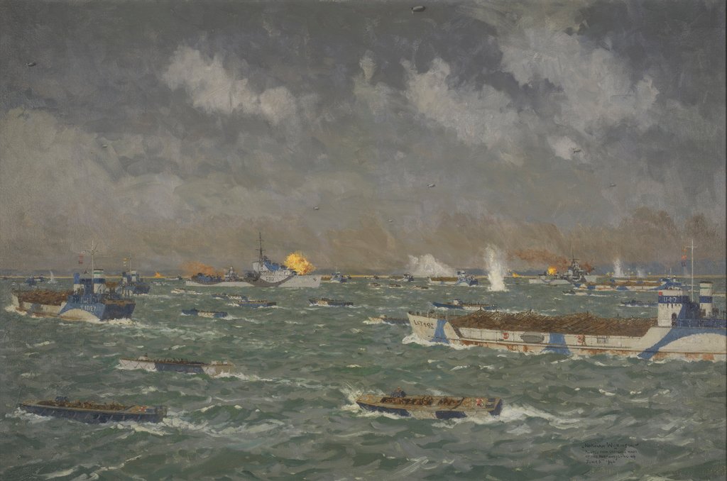Detail of D-Day: landing craft going in to the beaches, 6 June 1944 by Norman Wilkinson