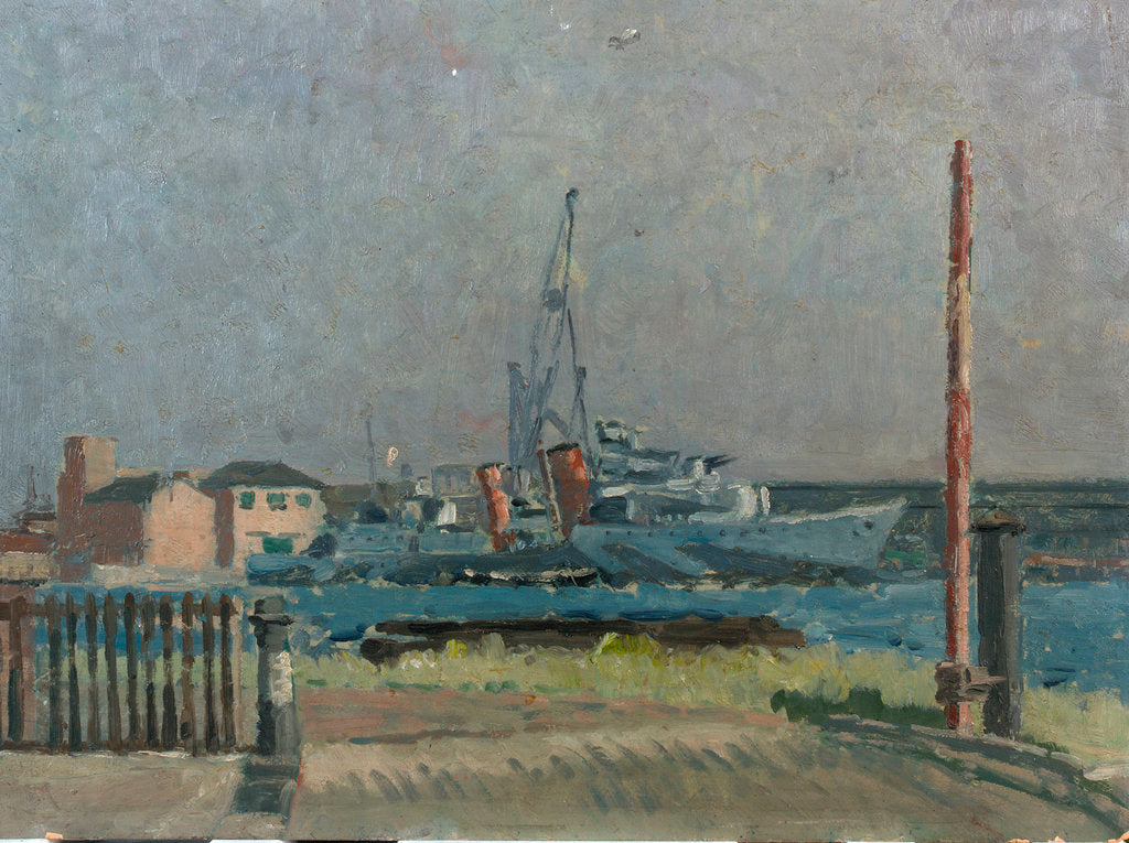Detail of A destroyer in the West India Dock, London by Lord Methuen