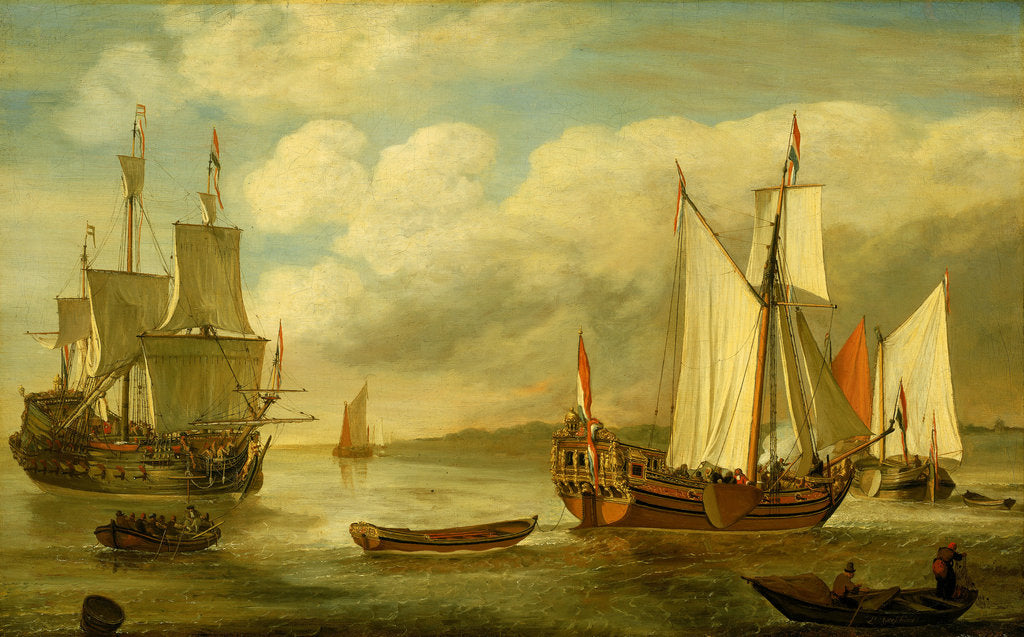 Detail of A Dutch states yacht by Lieve Pietersz Verschuier
