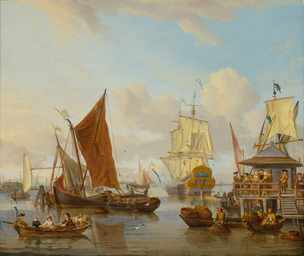 Detail of Shipping off Amsterdam by Abraham Storck