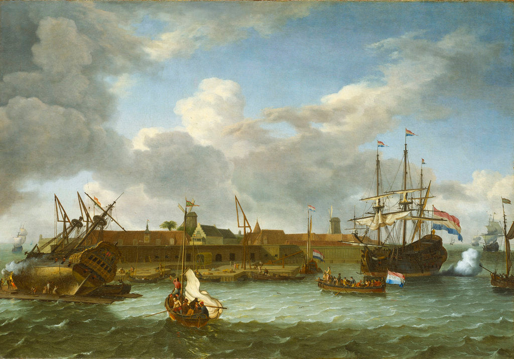 Detail of The Island of Onrust by Ludolf Bakhuizen