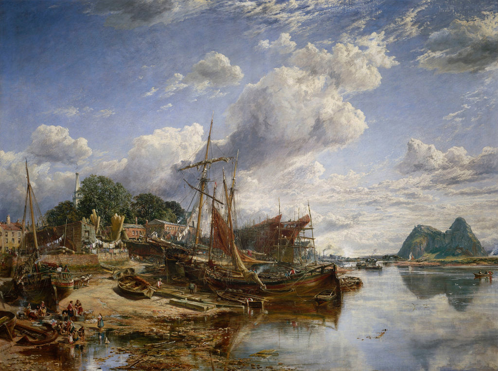 Detail of Gabbarts and iron-ship yard, Dumbarton by Samuel Bough