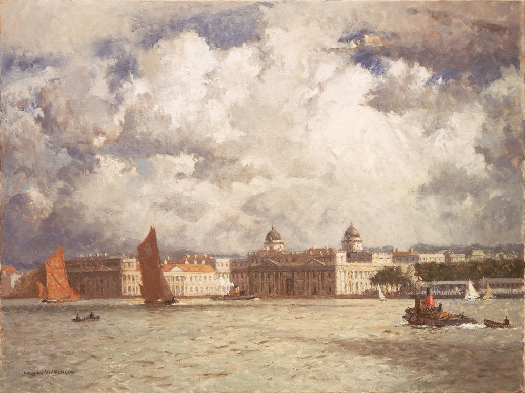 Detail of Barges off Greenwich by Norman Wilkinson