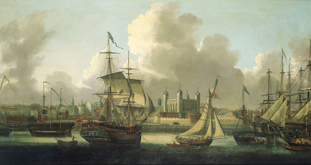 Detail of Shipping in the Pool of London by Robert Dodd