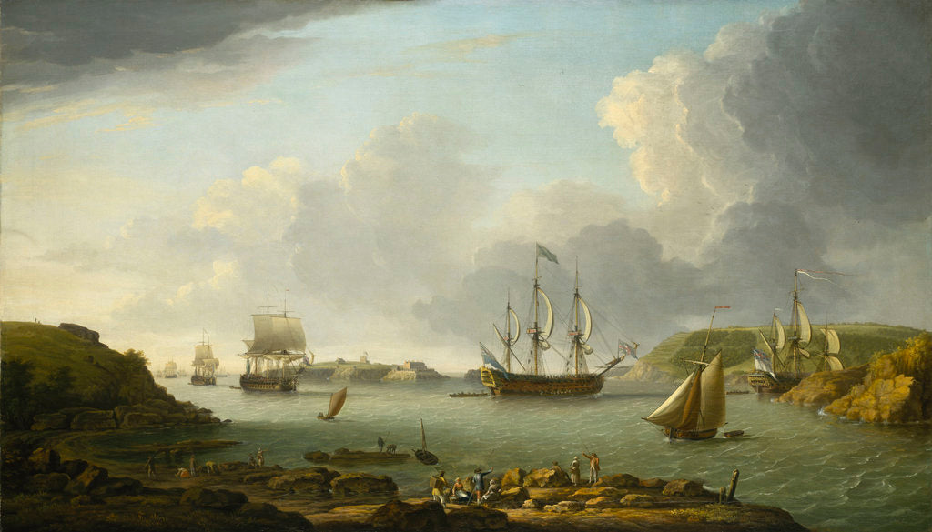Detail of Return of a fleet into Plymouth harbour by Dominic Serres the Elder