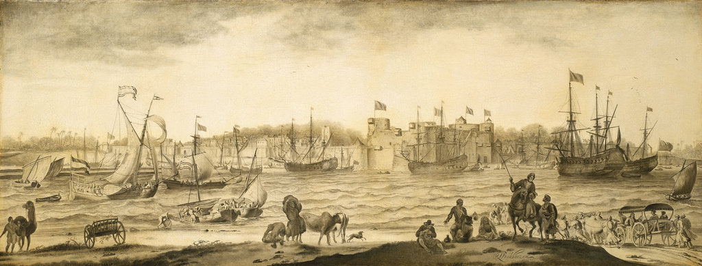 Detail of Surat from the sea by Ludolf Bakhuizen