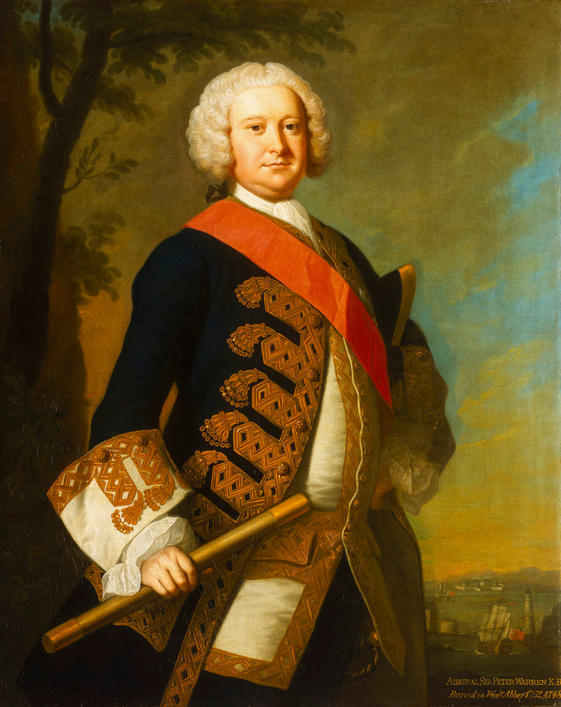 Detail of Admiral Sir Peter Warren (1703-1752) by Thomas Hudson