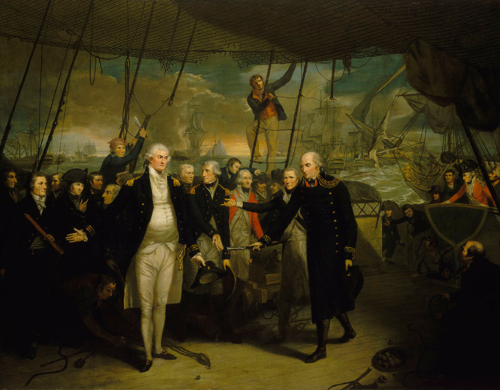 Detail of Duncan receiving the surrender of de Winter at the Battle of Camperdown, 11 October 1797 by Daniel Orme