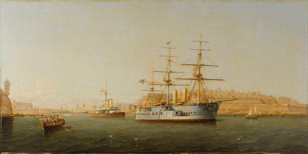 Detail of HMS 'Alexandra' leaving Malta by G. Gianni