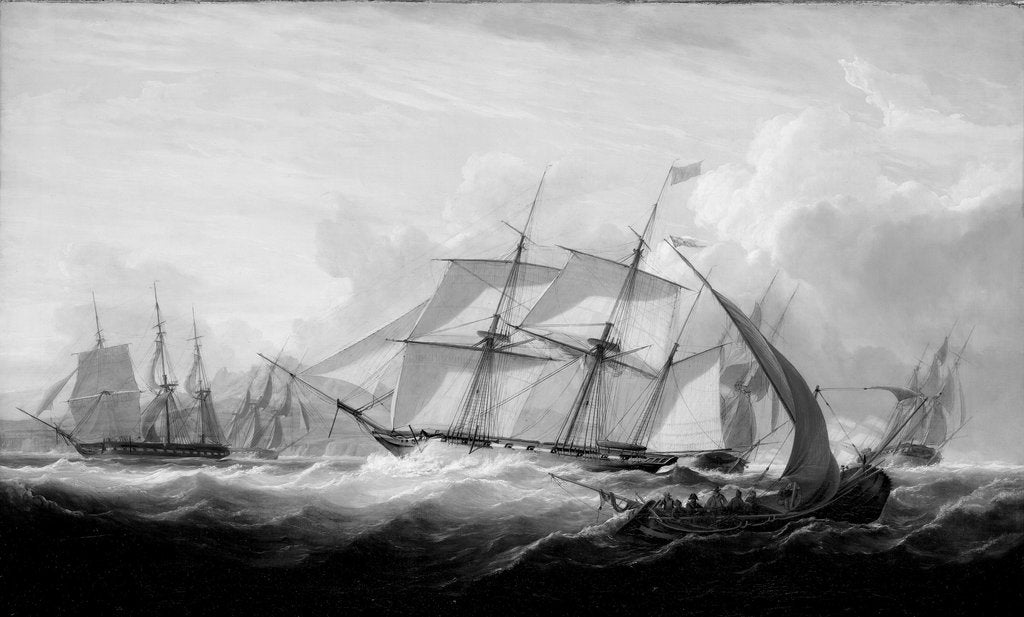 Detail of HMS 'Columbine' and other vessels off Lisbon by John Christian Schetky