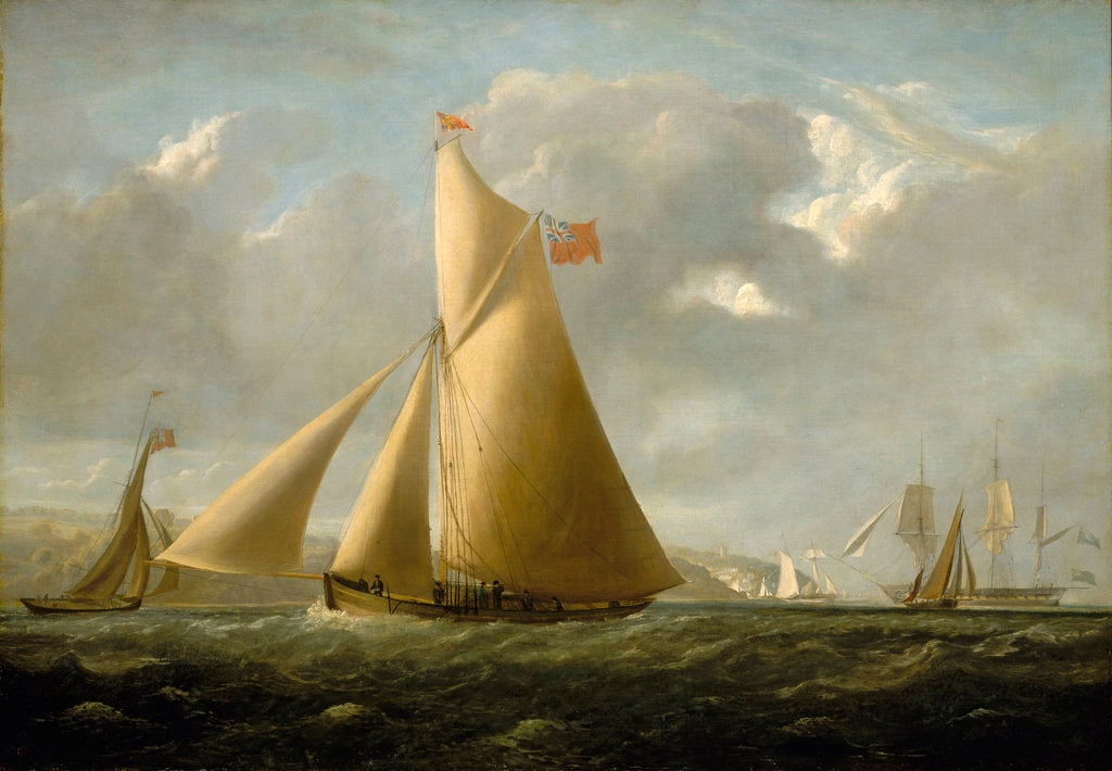 Detail of The cutter yacht 'Gazelle' off Cowes by John Christian Schetky