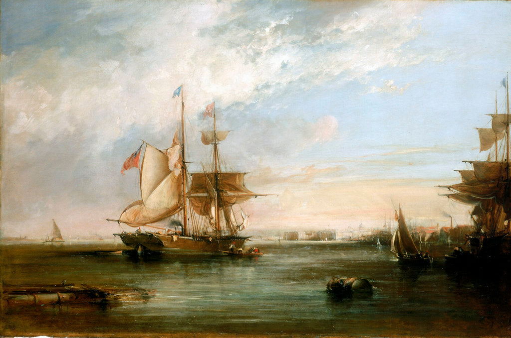 Detail of The yacht 'Isabel' Lying off Deptford by George Chambers the Elder