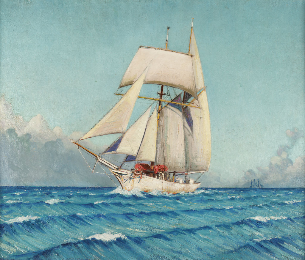 Detail of The topsail schooner 'Notre Dame de Bonne Nouvelle' by John Everett