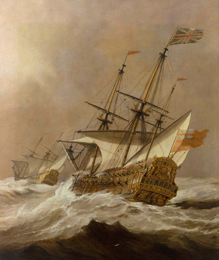 Detail of HMS 'Resolution' in a gale by Willem Van de Velde the Younger