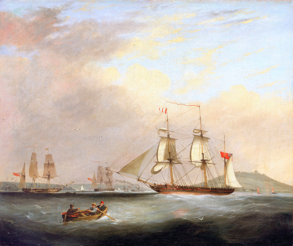 Detail of HMP Brig 'Sheldrake', Lt Passingham entering Falmouth harbour by Nicolas Matthew Condy