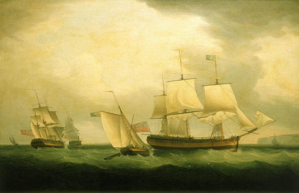 Detail of The cutter 'Mary Ann' and HMS 'Sylph' by Thomas Whitcombe