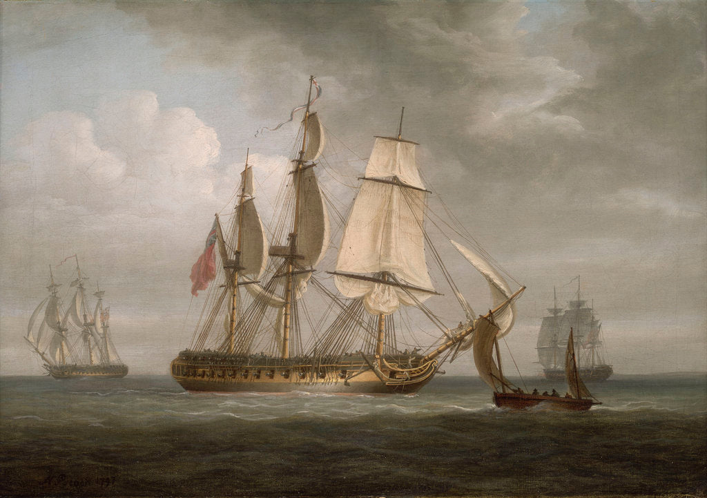 Detail of The Frigate 'Triton' and other vessels by Nicholas Pocock