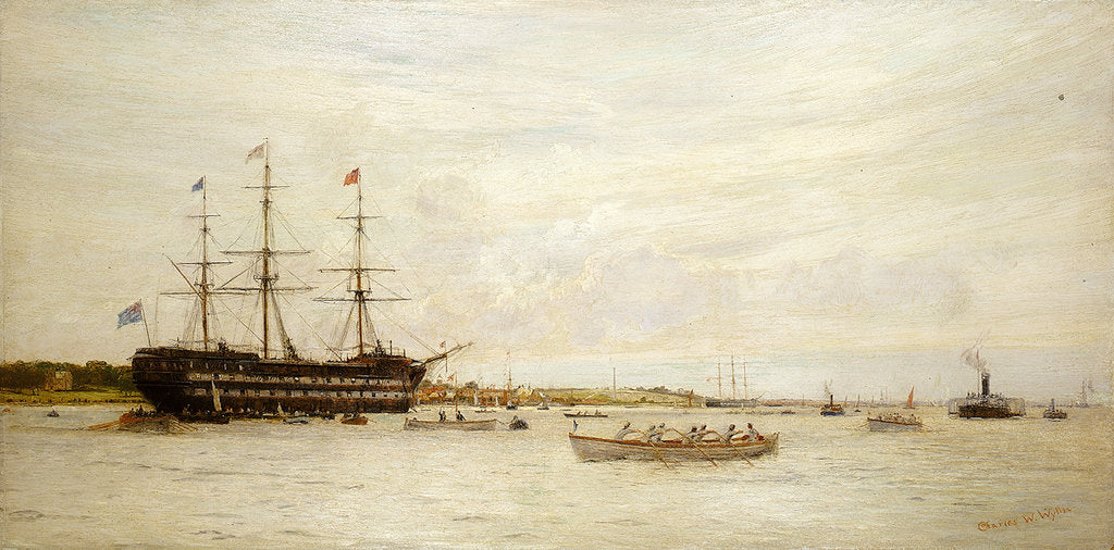 Detail of A regatta off HMS 'Worcester' by Charles William Wyllie