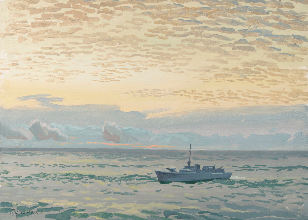 Detail of A rescue motor launch at sea by Stephen Bone