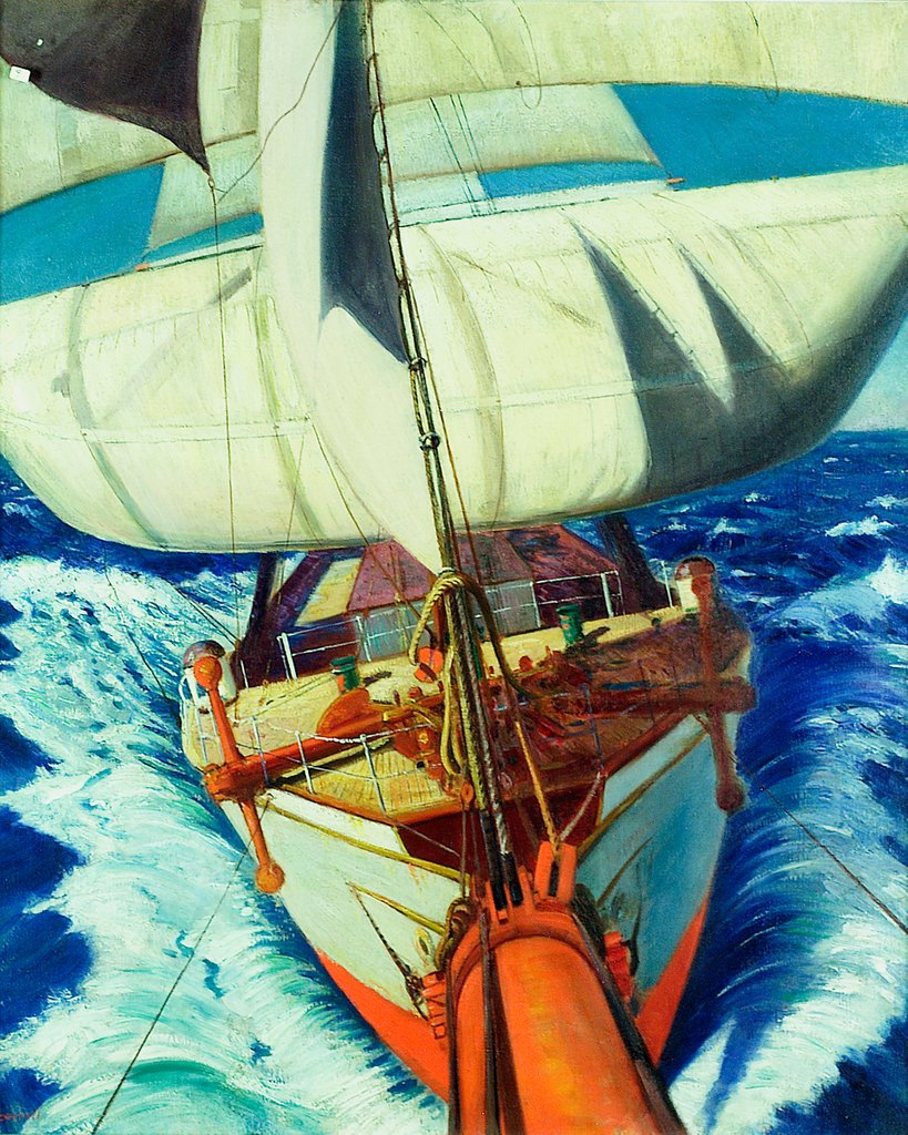 Detail of The barque 'Birkdale', view aft from the bowsprit by John Everett