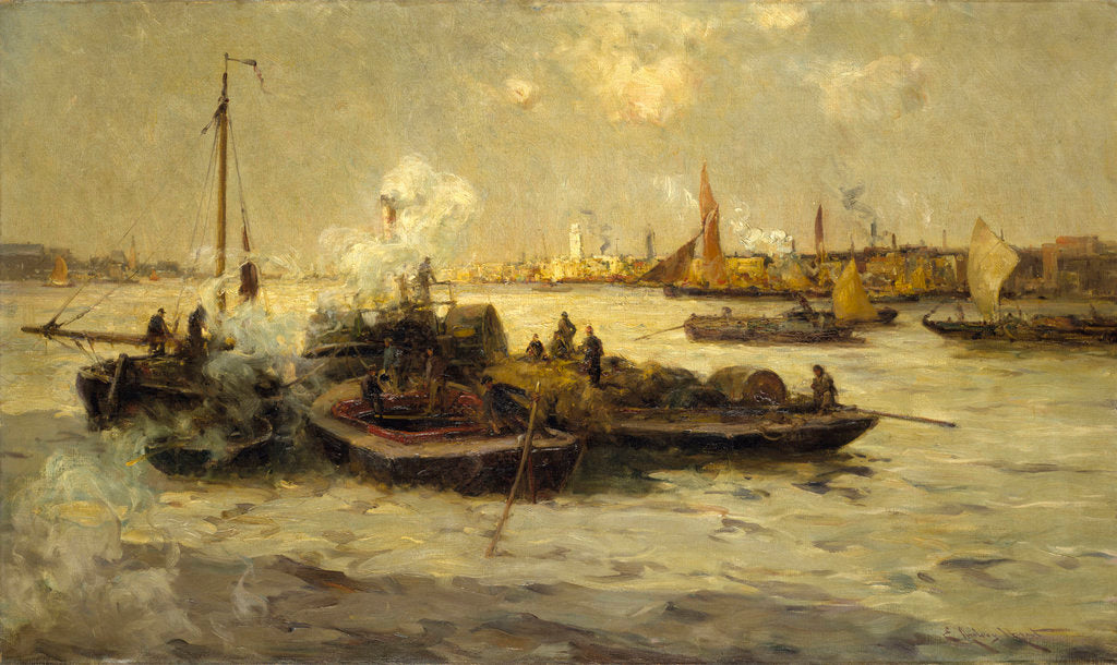 Detail of Limehouse Reach by Edmund Aubrey Hunt