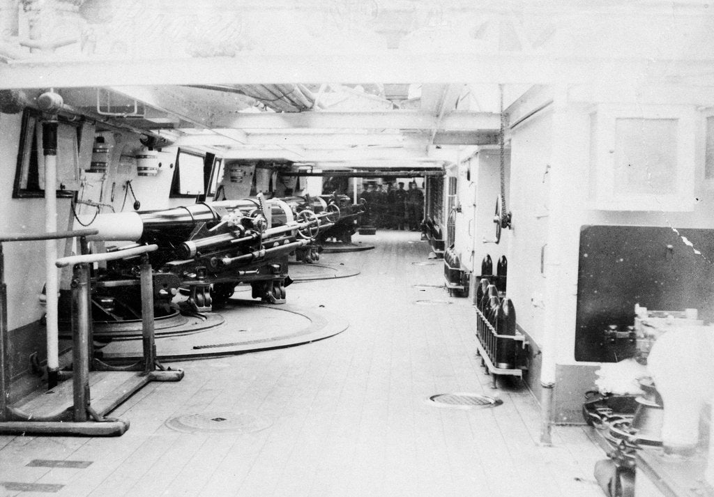 Detail of Photograph of gun deck on  HMS 'Severn' by unknown