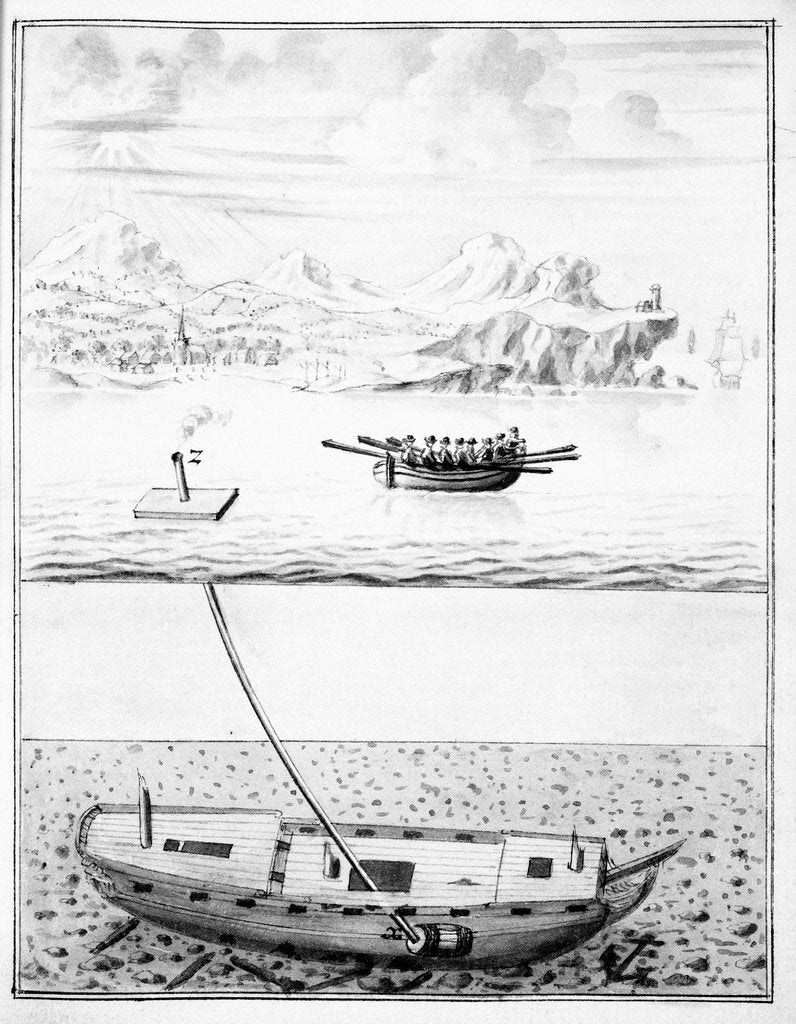 Detail of 18th century diving apparatus by unknown