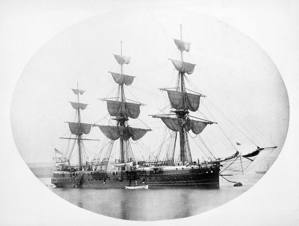 Detail of HMS 'Shannon' (1875) at anchor by unknown