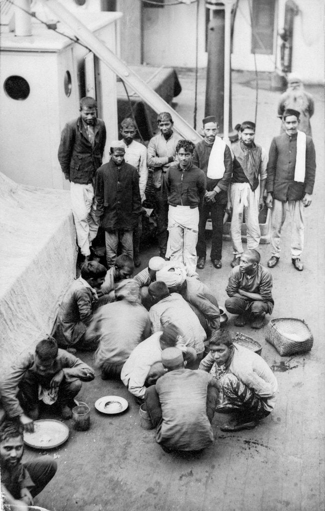 Detail of Lascars on board the 'Dunera' by unknown