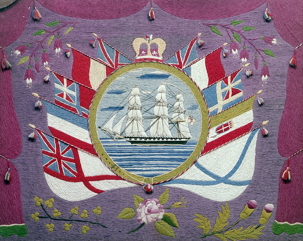 Detail of 28-gun frigate circa 1850 by William Brookman