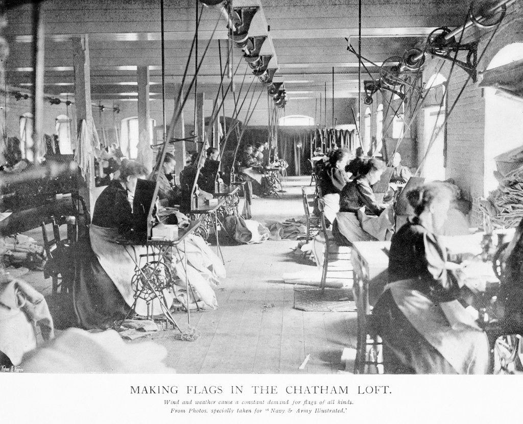 Detail of Making flags in the Chatham Loft by unknown