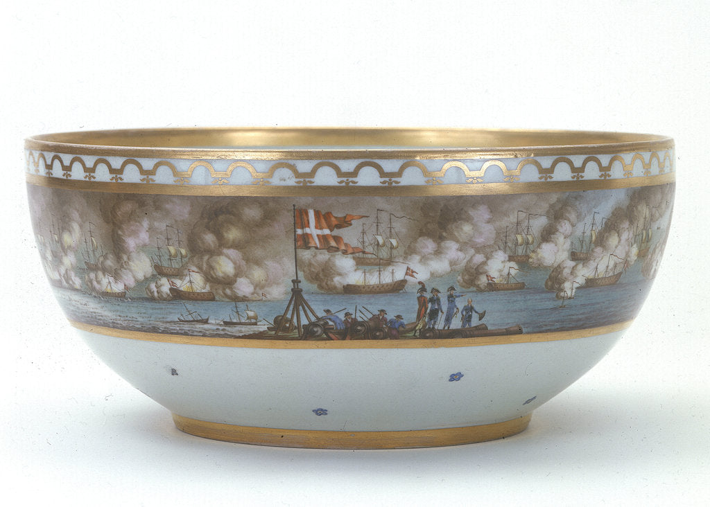 Detail of Porcelain bowl painted with scene of the Battle of Copenhagen, 1801 by Royal Danish Porcelain Manufactory